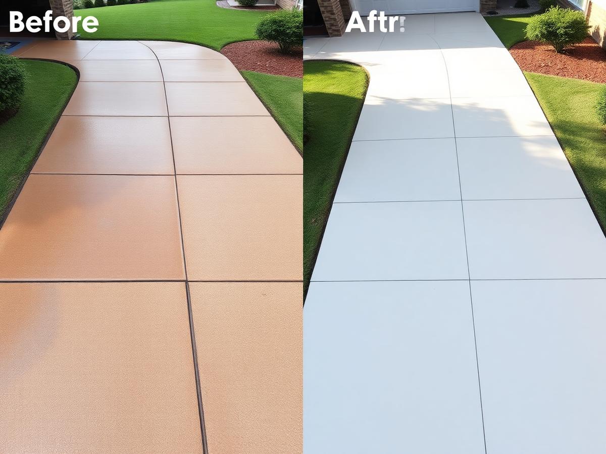 Before and after driveway cleaning